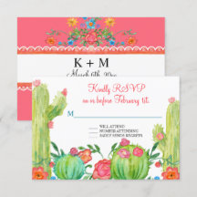 Fiesta Margarita Bloemige Cactus Huwelijk RSVP
