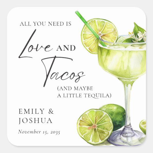 Fiesta Margarita Couples Douche Vierkante Sticker (Voorkant)