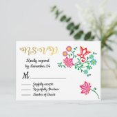 Fiesta Mariage mexicain Floral Gold Foil RSVP (Debout devant)