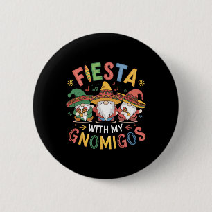 Fiesta met mijn Gnomigos Funny Cinco de Mayo Desig Ronde Button 5,7 Cm