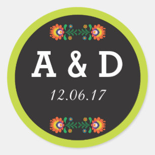 Fiesta Mexicaans Bloemen Ronde Stickers Label