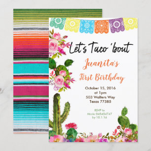 Fiesta Mexicaanse 1e verjaardag Uitnodiging