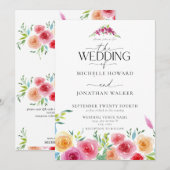 Fiesta Mexicaanse bloemen Elegant script QR bruilo Kaart (Voorkant / Achterkant)