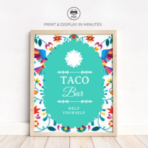 Fiesta Mexicaanse Taco Bar Bruiloftsborrel Bord Poster