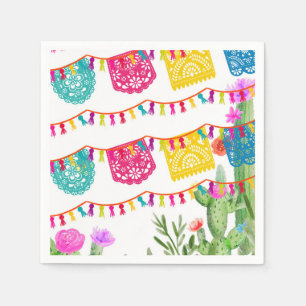Fiesta Mexican Banners Floral Cactus Napkins Servet