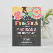Fiesta Mexican Birthday Party Invitation roze Gold Kaart (Staand voorkant)