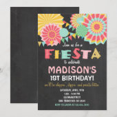 Fiesta Mexican Birthday Party Invitation roze Gold Kaart (Voorkant / Achterkant)