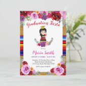 Fiesta Mexican Floral Girl Afstuderen Kaart (Staand voorkant)