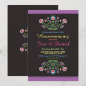 Fiesta Mexican Floral Invite Kaart (Voorkant / Achterkant)