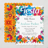 Fiesta Mexican Flowers Baby shower Kaart (Voorkant / Achterkant)