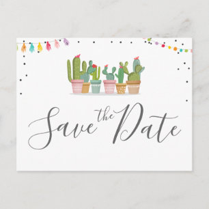 Fiesta Mexican Pastel Summer Cactus Save the Date Aankondigingskaart