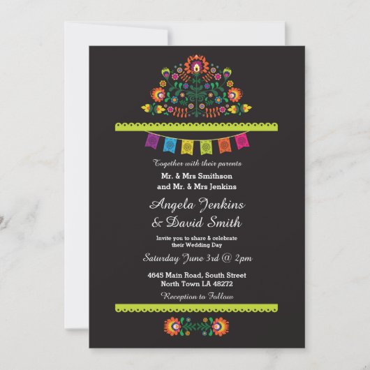 Fiesta Mexican Wedding Party Bright Invitation Kaart (Voorkant)