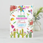 Fiesta Mexicana Navideña Posada Kerstcactus Kaart (Staand voorkant)