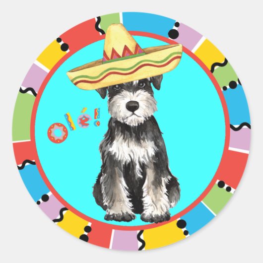 Fiesta Miniature Schnauzer Ronde Sticker (Voorkant)
