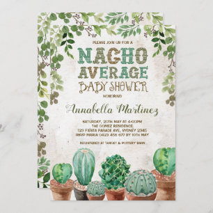 Fiesta Nacho Gemiddelde Baby shower Cactus Invite Kaart
