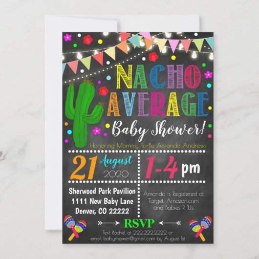 Fiesta Nacho Gemiddelde uitnodiging tot het Baby s (Voorkant)