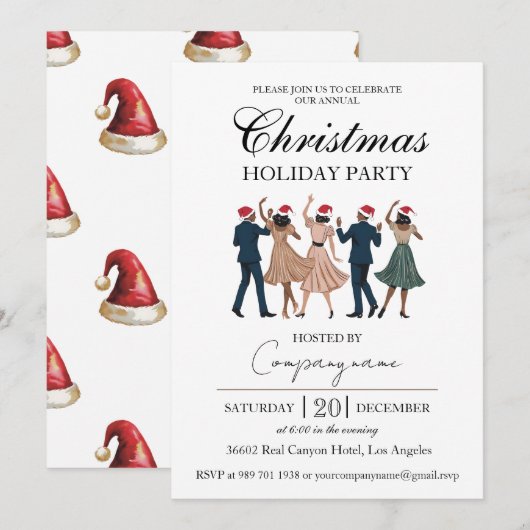 Fiesta Navidad Corporativa Elegante Retro Dance Kaart (Voorkant / Achterkant)