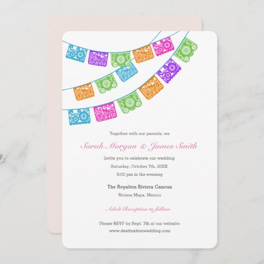 Fiesta Papel Picado Faire-part de mariage (Devant / Derrière)