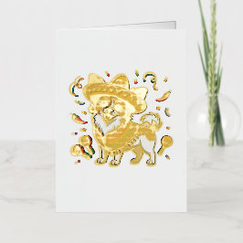 Fiesta Papillon Hond met Sombrero en Sarape Folie Wenskaart