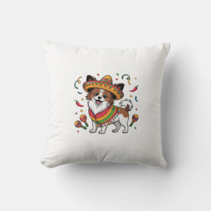 Fiesta Papillon Hond met Sombrero en Sarape Kussen
