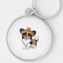 Fiesta Papillon Hond met Sombrero en Sarape