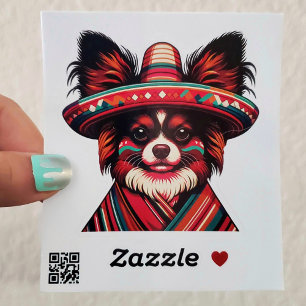 Fiesta Papillon Hond met Sombrero en Sarape Sticker