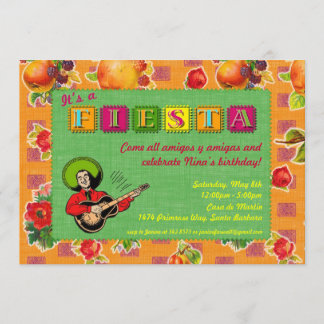Fiesta Party Invitation - Mariachi Man Oranje Kaart
