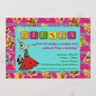 Fiesta Party Invitation - Mexicaanse dansermagenta Kaart