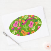 Fiesta Party Sombrero Cactus Limes Peppers Maracas Ovale Sticker (Envelop)