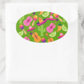Fiesta Party Sombrero Cactus Limes Peppers Maracas Ovale Sticker (Tas)