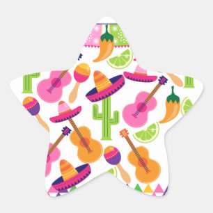 Fiesta Party Sombrero Cactus Limes Peppers Maracas Ster Sticker