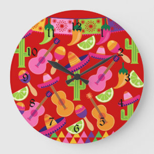 Fiesta Party Sombrero Limes Guitar Maraca Saguaro Grote Klok