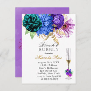 Fiesta Peacock Peony Brunch & Bubbly Invitations