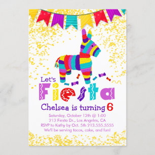Fiesta Piñata Anniversaire Fête Invitation colorée