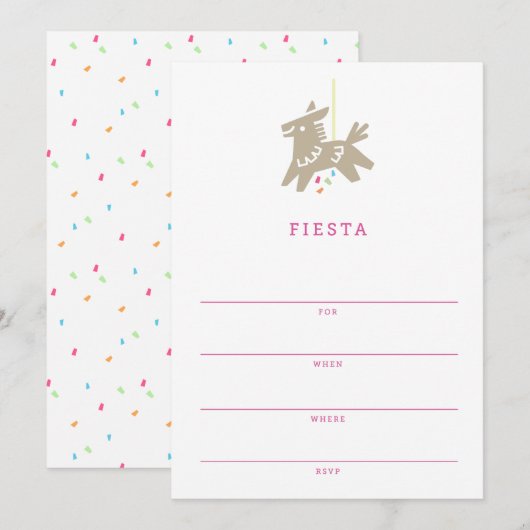 Fiesta Piñata | Inschrijving Kinder partij Kaart (Voorkant / Achterkant)