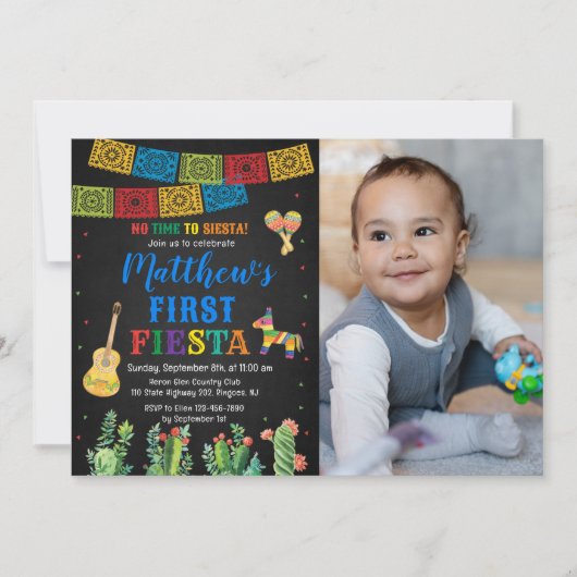 Fiesta premier anniversaire Invitation garçon (Devant)