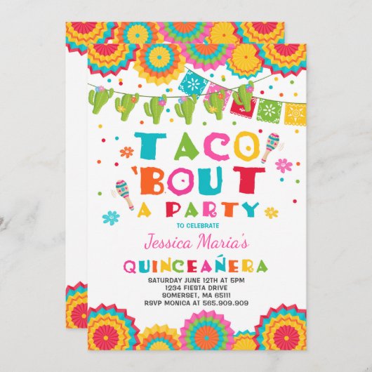 Fiesta Quinceanera Invitation Taco Bout Une Fête (Devant / Derrière)