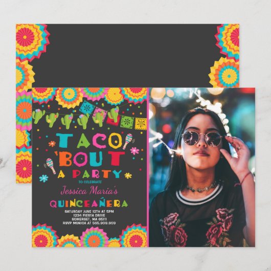 Fiesta Quinceanera Invitation Taco Bout Une Fête (Devant / Derrière)