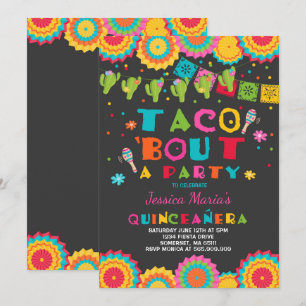 Fiesta Quinceanera Uitnodiging Taco Over Een Feest