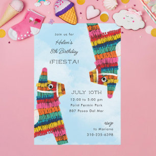 Fiesta Rainbow Llama Piñata Birthday Party Kaart