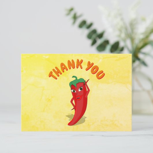 Fiesta Rode Hete Pepper Diva Aangepaste Tekst Bedankkaart (Staand voorkant)