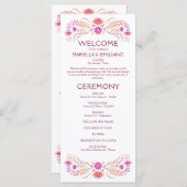 Fiesta Roze Trouwprogramma Menu (Voorkant / Achterkant)