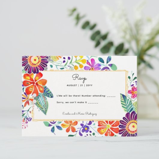 FIESTA RSVP avec code QR Folkart Fleurs (Debout devant)