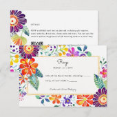 FIESTA RSVP avec code QR Folkart Flowers (Devant / Derrière)