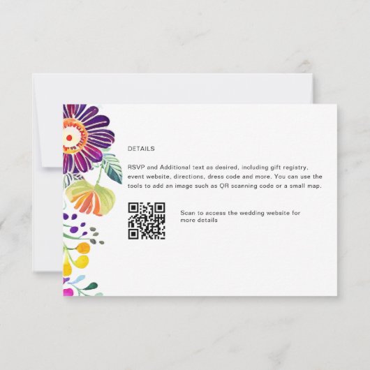 FIESTA RSVP avec QR Code Fleurs Folkart (Dos)