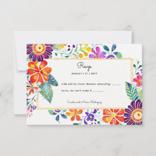 FIESTA RSVP avec QR Code Fleurs Folkart