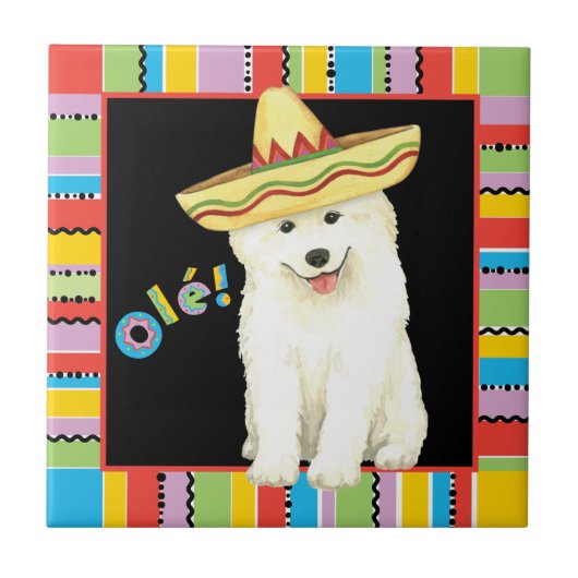 Fiesta Samoyed Ceramic Tile Tegeltje (Voorkant)