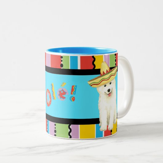 Fiesta Samoyed Mug à café à deux tons (Devant droit)