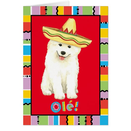 Fiesta Samoyed Wenskaart (Voorkant)