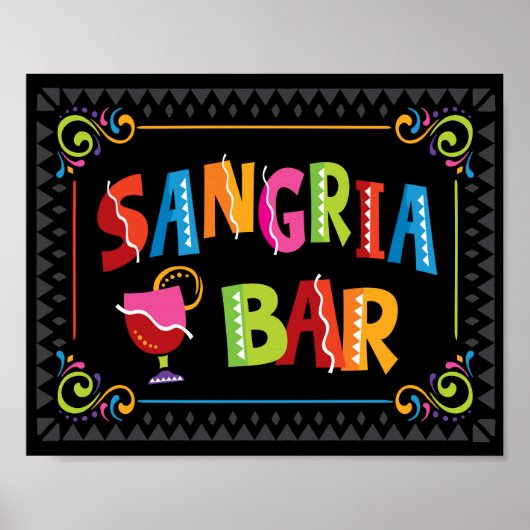 Fiesta SANGRIA BAR Party Sign Print (Voorkant)